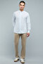Solid Shirt with Mandarin Collar and Long Sleeves - 3