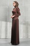 Brown Waist Stone Detailed Skirt Pleated Satin Evening Dress - 4