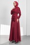 Burgundy Draped Evening Dress with Cape - 4