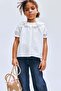 Flounce-collar embroidered blouse