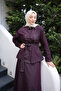 Plum Waist Belted Double Pocketed Jacket and Skirt Set - 3