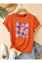 Women's Floral Printed Crew Neck Regular Fit Oversized T-Shirt