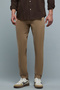 Solid Slim Fit Pants with Button Closure