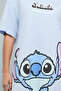 Stitch Print Nightdress with Crew Neck and Short Sleeves - 6