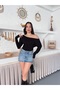 Lina Yarasa Long Sleeve Wide Round Neck Sports Classic Bluz Tshirt - 5