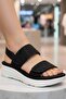 Women's Black Stone Banded High Heel Sole Sandals -C5 - 5