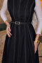 Navy Blue Belted Pocketed Denim Gilet Dress - 3
