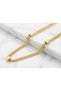 3S Women's Gold Non-Tarnish Steel Double Row Square Detailed Necklace - 316L Luxury Series - 3