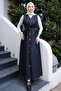 Navy Blue Buttoned Pocketed Denim Gilet Dress - 4