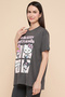 Stitch Print & Friends Print T-Shirt with Crew Neck and Short Sleeves - 2