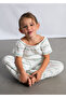 Girl Child Striped Pants Short Sleeve Blouse Suit White 3593
