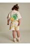 Girls Cotton Ecru Banana Patterned T-Shirt and Shorts Set - 6