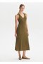 Polo Neck Khaki Knitwear Dress