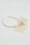 Girl's Beige Crown Brooch Headband - 2