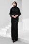 Black Waist Detailed Fish Model Guipure Lace Evening Dress - 2