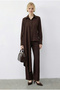 Women's Bitter Coffee Shawl Detailed Shirt and Loose Trousers Bottom-Top Set 1119 60283961 - 2