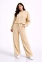 Women's Sports Set Crew Neck Brioche Knit Fabric Set with Green Front Pants - 2