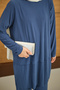 Women's Pleated Crew Neck Set Indigo Blue - 6