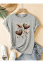 Women's Leopard Heart Printed Crew Neck Regular Fit Oversized T-Shirt