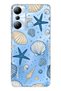 حافظة هاتف شفافة متوافقة مع Infinix Hot 20i من نوع Sea Shell و Star منقوش