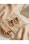 Brass Anti-Tarnish Jewelry Gold Color Brown Stone Hoop Model Vintage Women's Earrings - 6