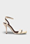 Women's Blunt Toe Thin Strap Gold t Buckled Open Back Daily t Heeled Shoes Lesano Beige Crocodile - 2