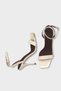 Women's Blunt Toe Thin Strap Gold t Buckled Open Back Daily t Heeled Shoes Lesano Beige Crocodile - 5