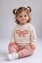 Baby Girl Heart Bow Embroidered 2-Piece Top and Bottom Set 2Yarn m Transitional Tracksuit Set 3-12 Months - 2