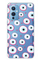 One Plus 9 Compatible Pink Evil Eye Bead Patterned Transparent Phone Case