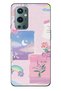 One Plus 9 Pro Compatible Pastel Floral Moon and Rainbow Patterned Transparent Phone Case