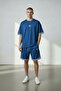 Men's Indigo B Printed Ş Striped Detail Tracksuit Set