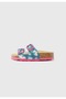 Girl's Cork Sole Buckled Slipper Fuchsia/Blue - 3