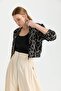 Silk Mixed Material Embroidered Jacket - 4