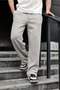 Painted Gray Relaxed Fit Men's Sweatpants with Slit Detail E6587 - 4