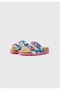 Girl's Cork Sole Buckled Slipper Fuchsia/Blue - 2