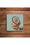Colorful Coconut and Avocado Themed Natural Stone Travertine Coasters Set of 4 - 4