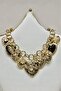 Heart charm black enamel gold necklace - 2