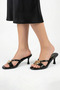 Raven Large Gold Accessory Cross-Strapped Goblet Heels Slipper - Black Crinkled - 4