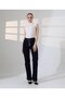 Women's High Waist Button Detailed Piped Leg Jeans Dark Blue 7170-17 - 5