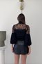 Black Halter Neck Balloon Sleeve Detail Blouse with Lace Balloons - 6