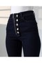Women's High Waist Button Detailed Piped Leg Jeans Dark Blue 7170-17 - 2