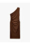 One-Shoulder Sleeveless Slim Fit Wrinkled Long Dress - 4