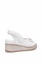 D26Ys-5295 Women Genuine Leather Wedge Heel Sandals White - 4