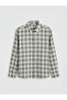 Giyçık Store Den Green Regular Fit Plaid Linen Look Men's Shirt