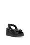 D26Ys-5295 Women Genuine Leather Wedge Heel Sandals Black - 2