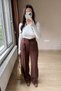 Cotton Linen Fabric Palazzo Pants - Belt Comfortable Cut with Elastic Pleated Detail - 6