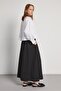 Women's Black Buttoned High Waist Long Skirt 31033 - 6