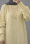 Yellow Crew Neck Oversized Women's Knitwear Tunic - 2