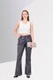Women Regular Fit Plain Flare Leg Pants, Grey - 4