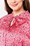 Women Tie Neckline Long Sleeve Floral Print Shirt, Multicolor - 3